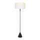 image 4 of ValueLights Mitch Natural Linen White Trim Lamp Shade Black Wood Triangle Floor Lamp & Bulb Black
