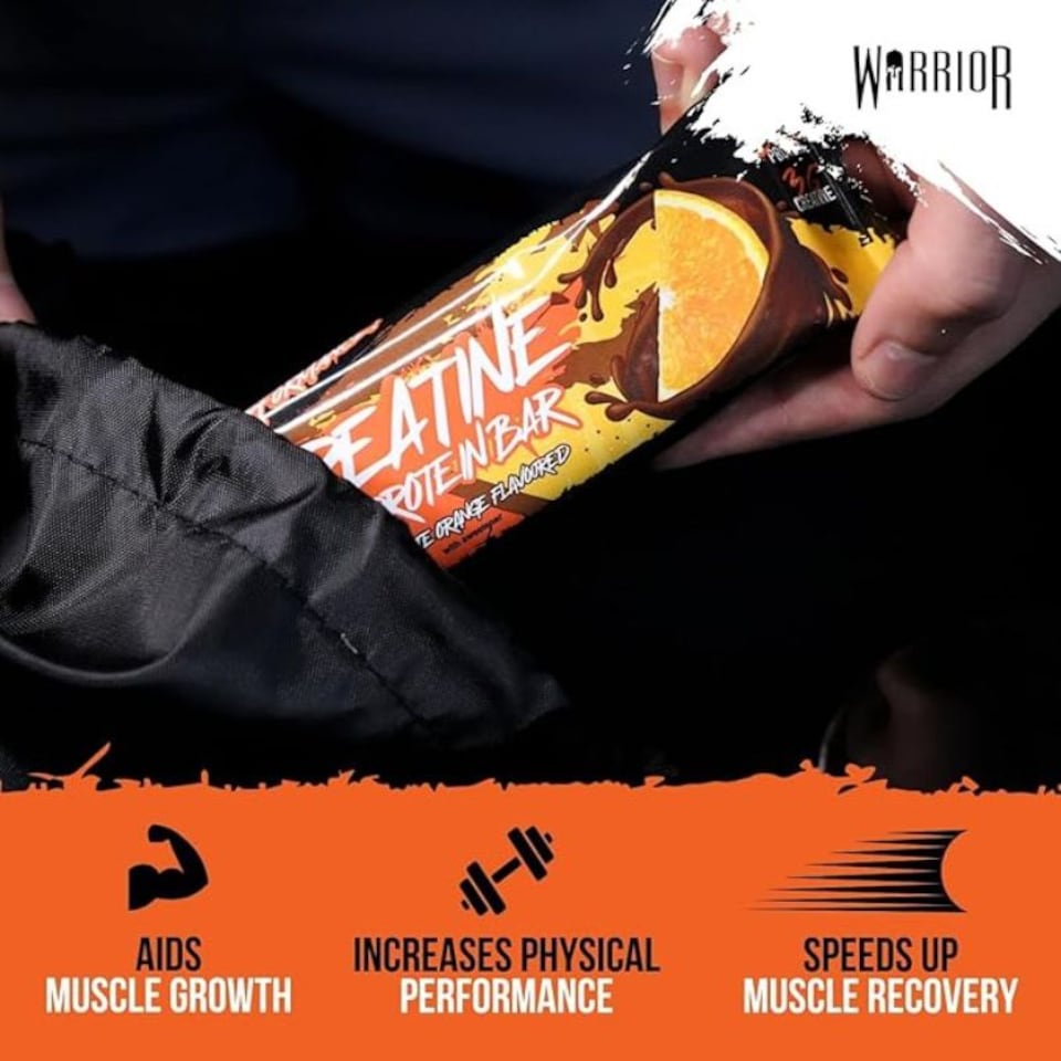 image 1 of Warrior Creatine  Protein Bars 12 x 75g – 20g High Protein Bar, 5g Creatine, Low Sugar High Fibre Oat  Bars, Meal Replacement Bars (Chocolate Peanut)