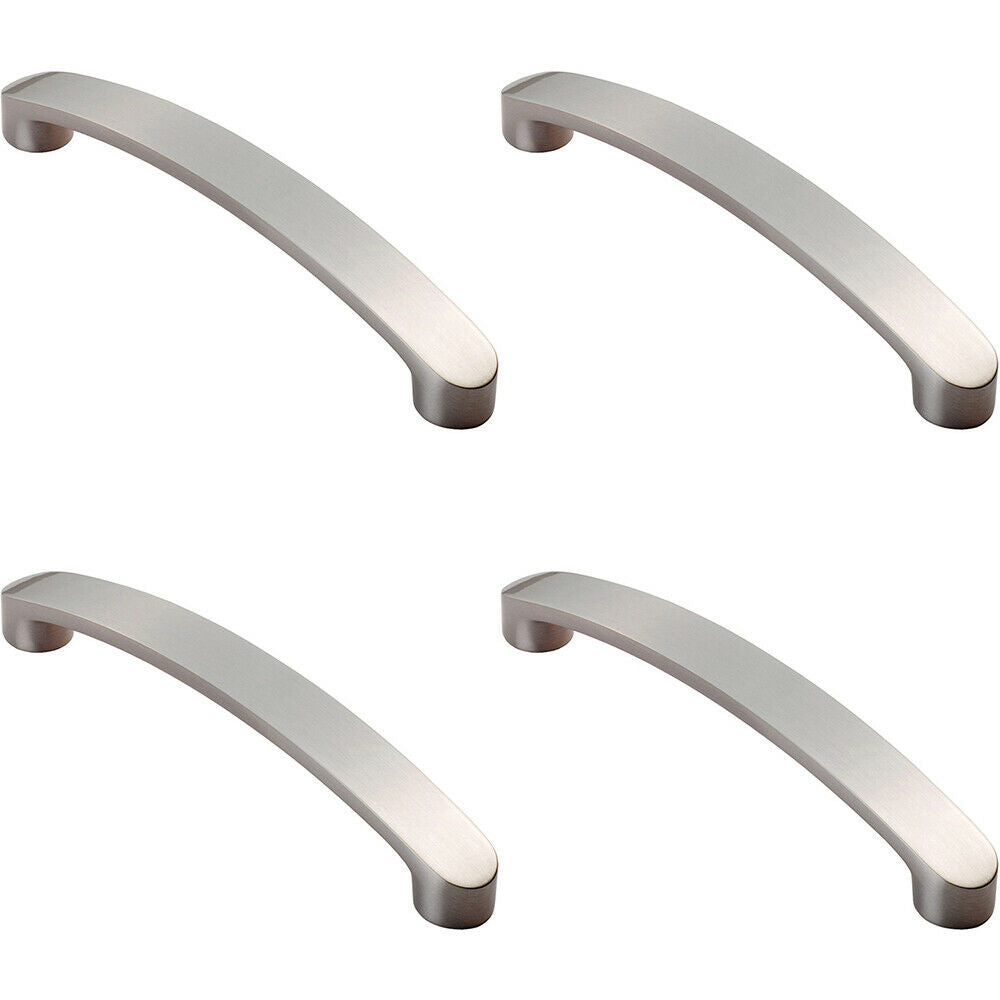 Loops 4x Flat Fronted Bow Pull Handle 140 x 12mm 128mm Fixing Centres Satin Nickel in Metallics