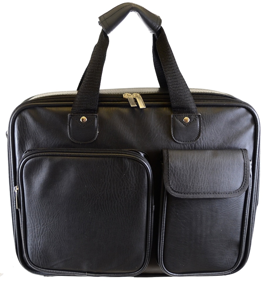 image 1 of Lorenz Leather Look Business / Work / Travel Briefcase / Shoulder / Laptop Bag | Black | Black
