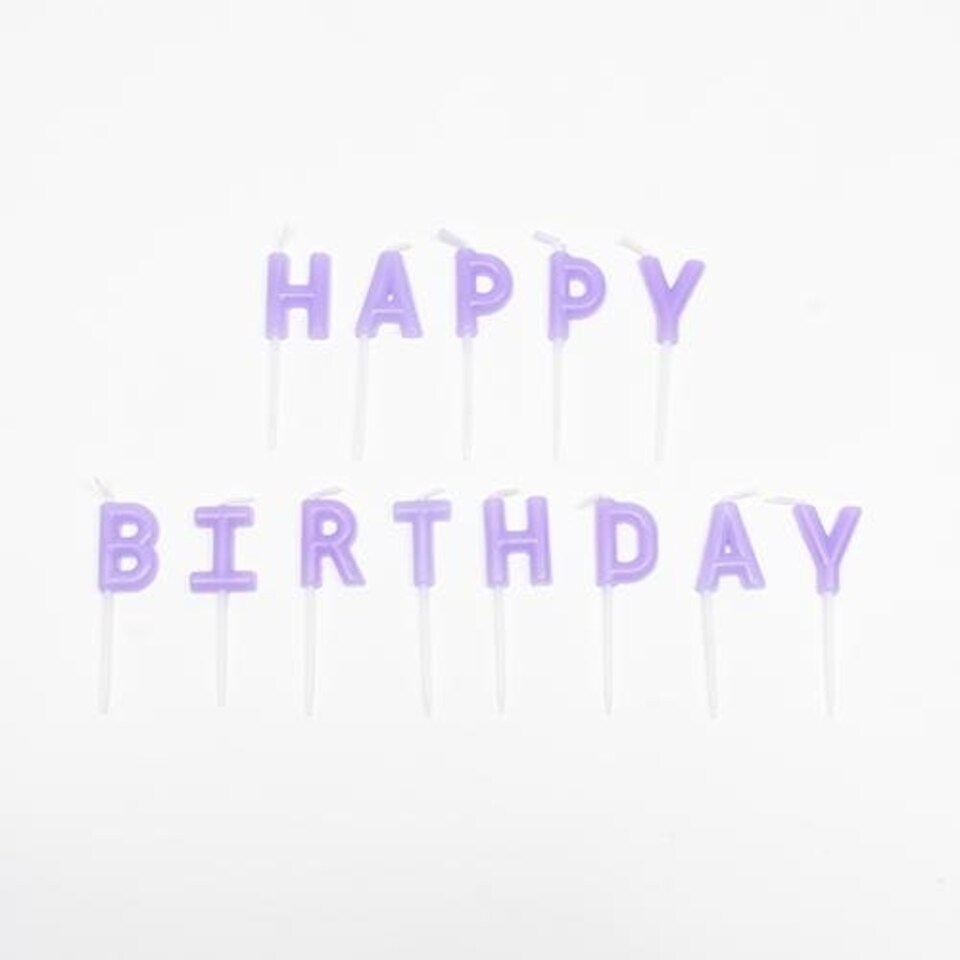image 1 of Pastel Lilac Happy Birthday Pick Candles Multi
