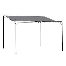 Outsunny 4 x 3 Meters Canopy Metal Wall Gazebo Awning Garden Marquee Shelter Door Porch  Grey