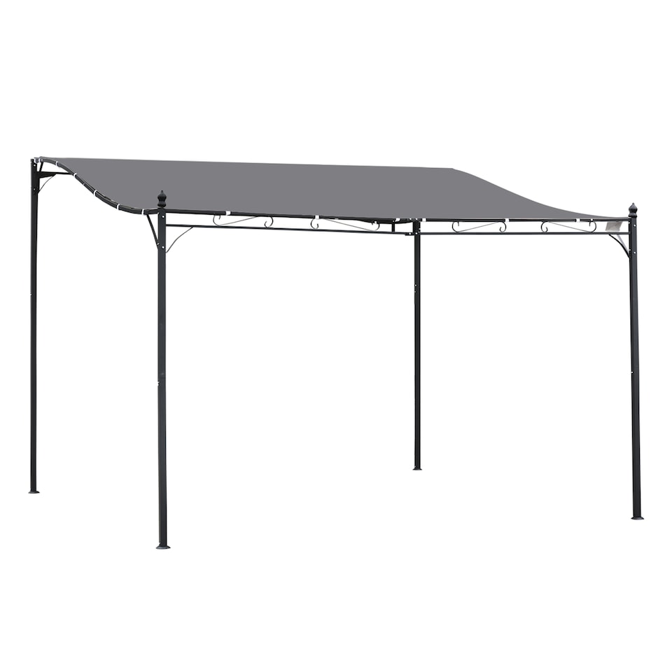 image 1 of Outsunny 4 x 3 Meters Canopy Metal Wall Gazebo Awning Garden Marquee Shelter Door Porch  Grey