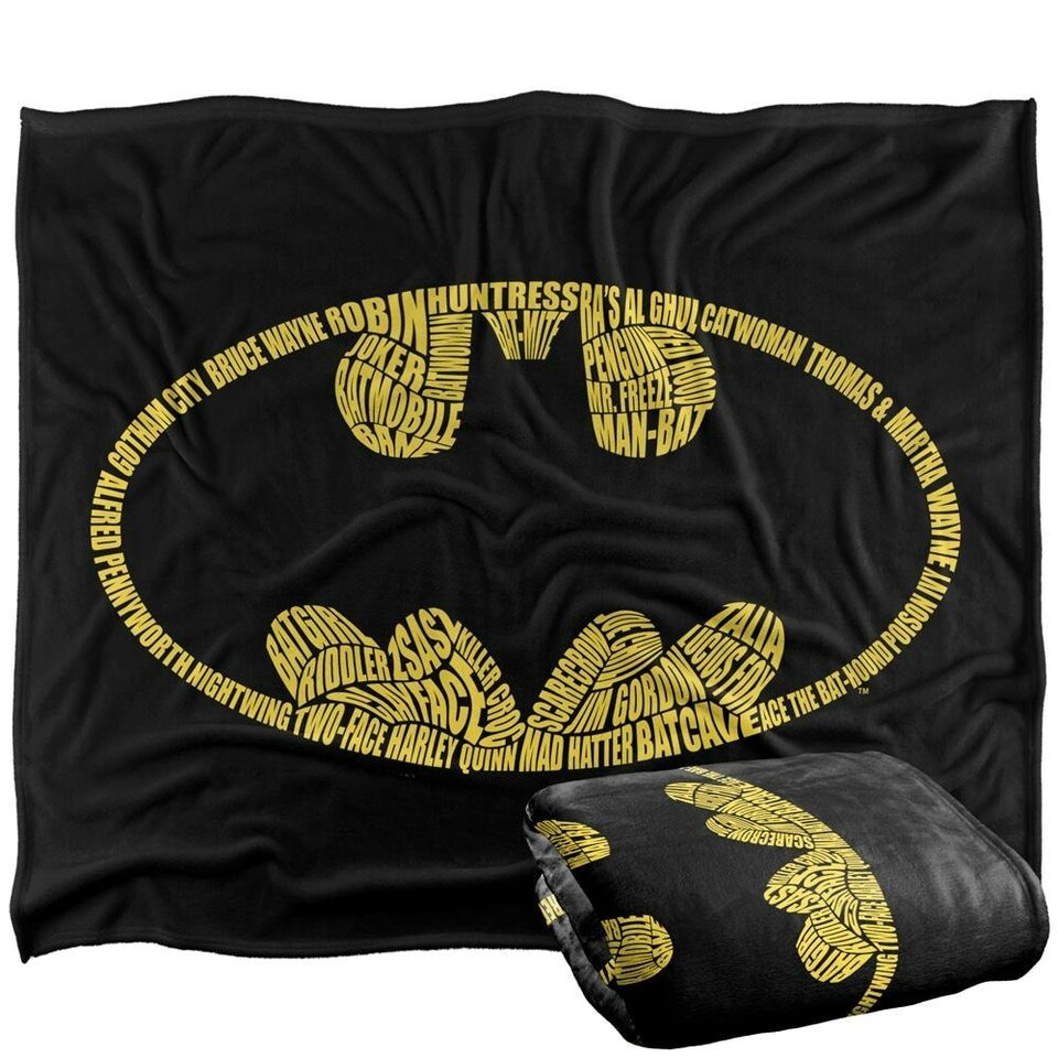 image 1 of Batman Script Graphic Logo Blanket - Multicoloured - One Size | Multi