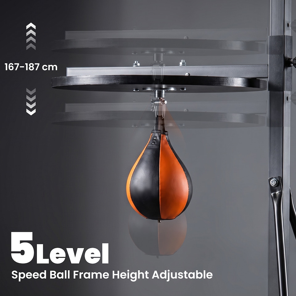 image 1 of HOMCOM Punchbag & Speedball Boxing Station w/ Freestanding Frame, Grey
