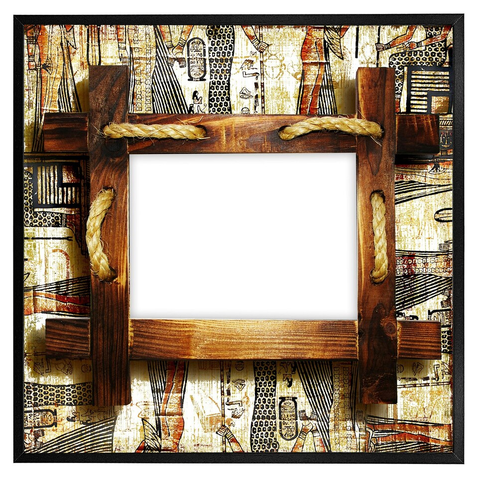 image 1 of Rustic egyptian wooden frame (Picture Frame) Brown | M
