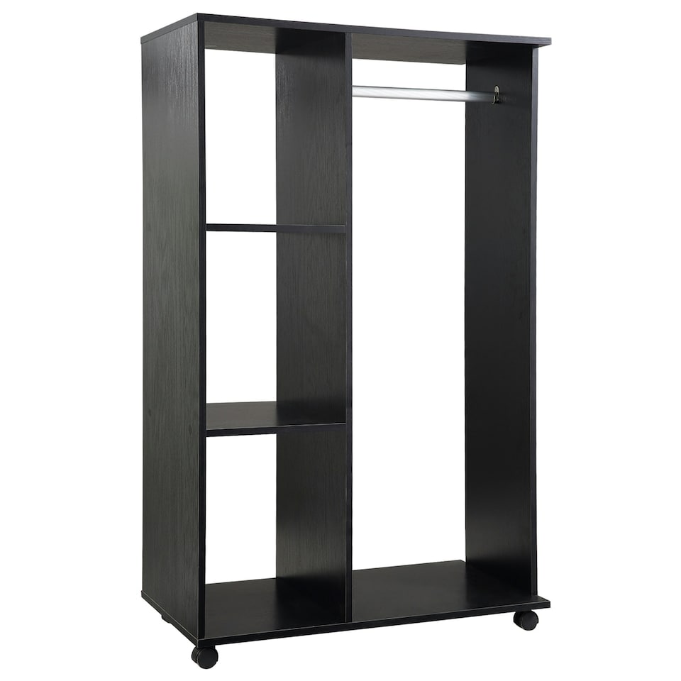 image 1 of HOMCOM Rolling Open Wardrobe Hanging Rail Storage Shelves