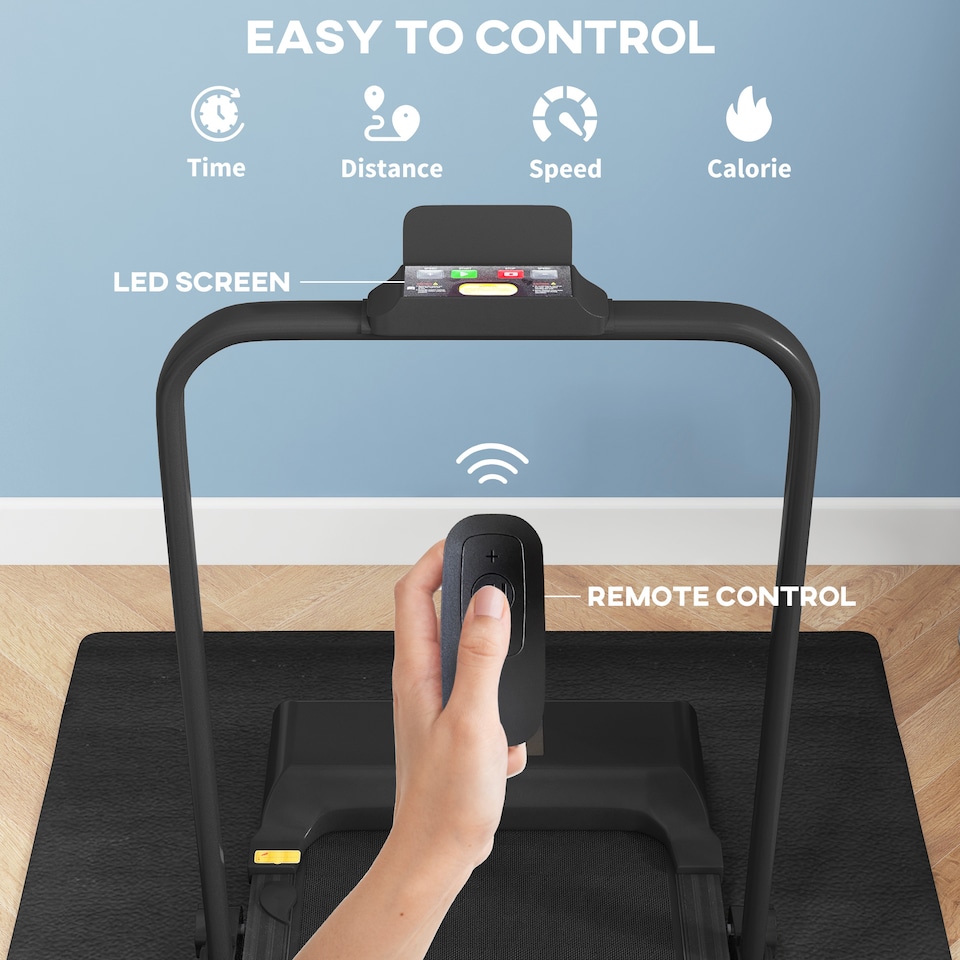 image 1 of HOMCOM 2.5HP Folding Treadmill Walking Pad with Remote Control, 1-10km/h | Black | Black