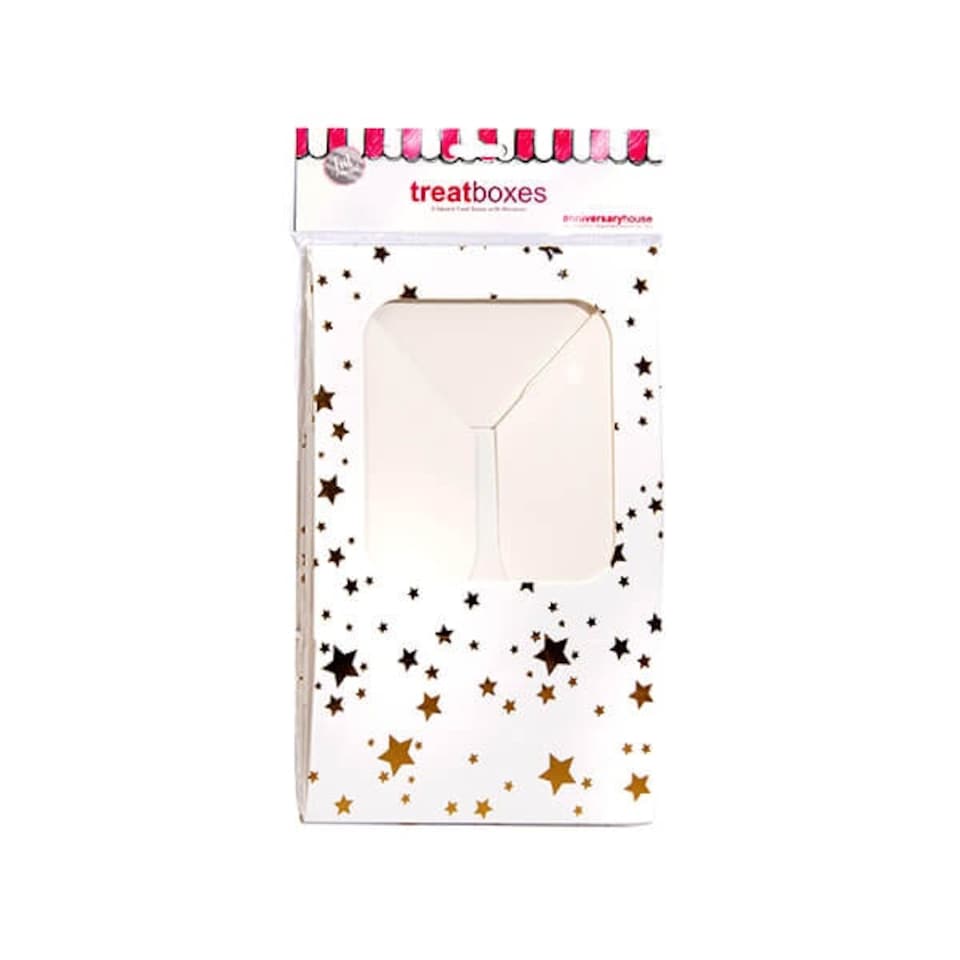image 1 of Anniversary House Gold Star Square Treat Boxes with Window Pack of 2
