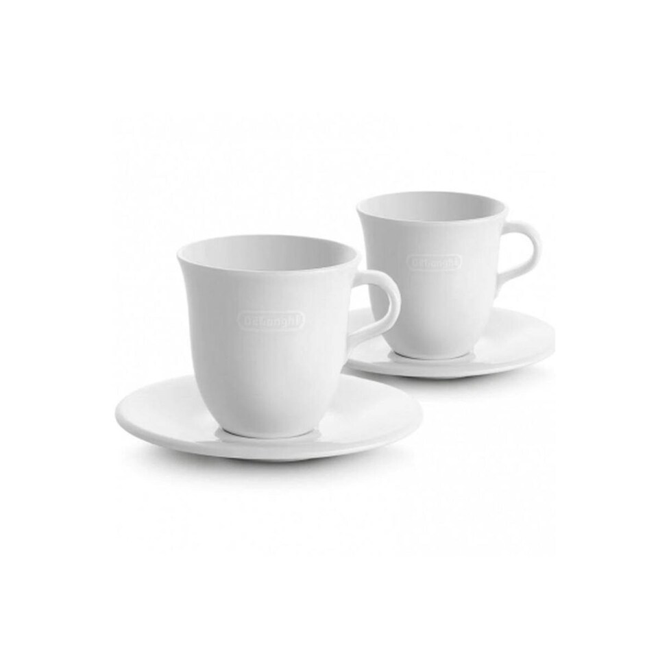 image 1 of De'Longhi DLSC309 Porcelain Cappuccino Cups Twin Pack 270ml White White
