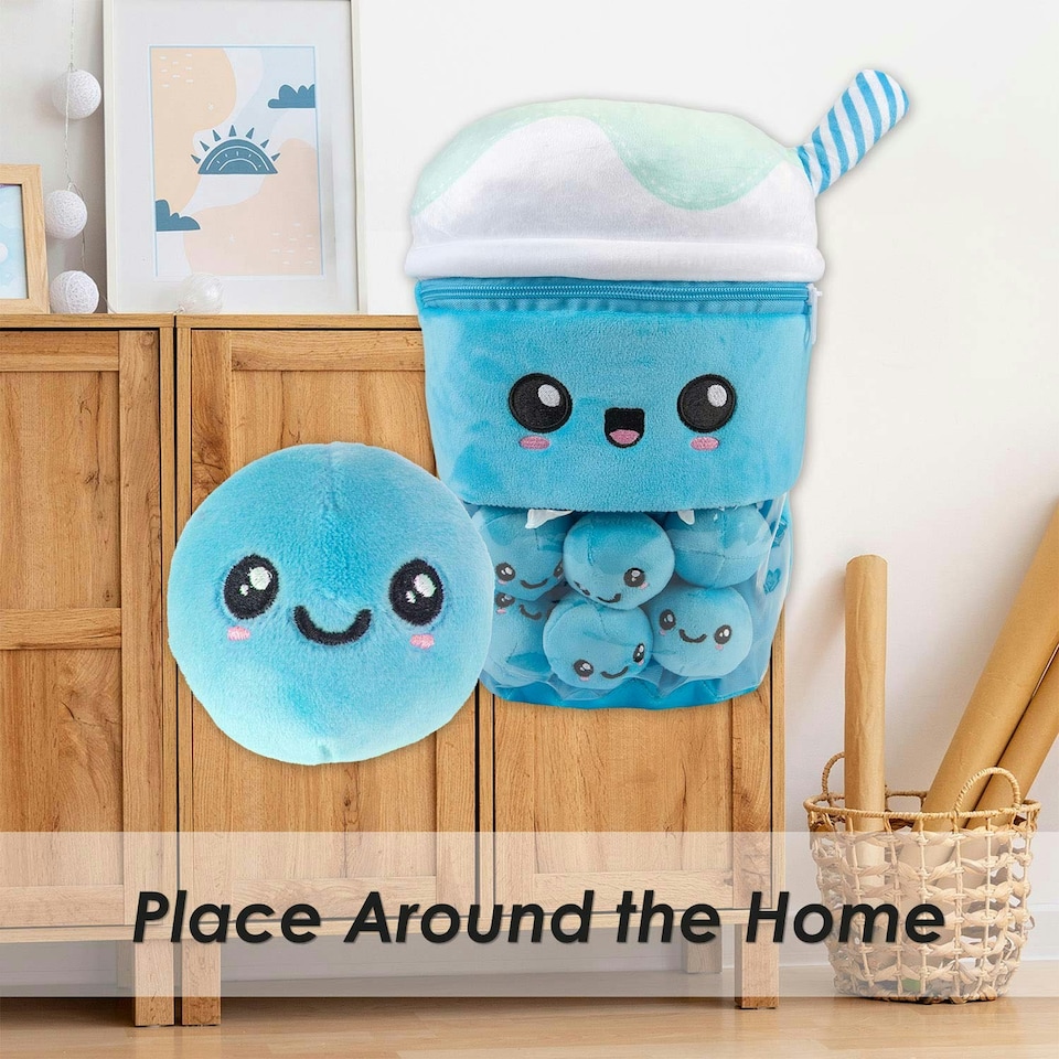 image 1 of Boba Tea Soft Toy Cute Plushie Huggable Cuddly Stuffed Toy Gift 35cm Blue