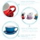 image 2 of Argon Tableware 12 Piece Coloured Cappuccino Cup & Saucer Set - 250ml - Navy