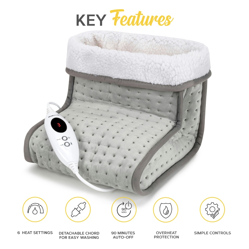 image 1 of MONHOUSE Electric Foot Warmer - Cold Feet Warmers for Home Use - Soft and Breathable Heating Pad - Relaxing Comfort Heat Therapy - Heated Foot Mat - Grey