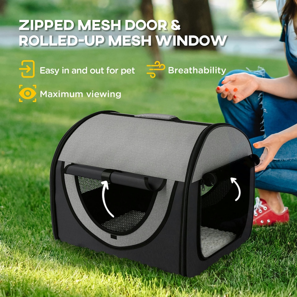image 1 of PawHut Folding Fabric Soft Pet Crate Dog Cat Travel Carrier Cage
