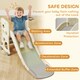 image 5 of AIYAPLAY Foldable Kids Slide with Climber, Basketball Hoop, Cream White