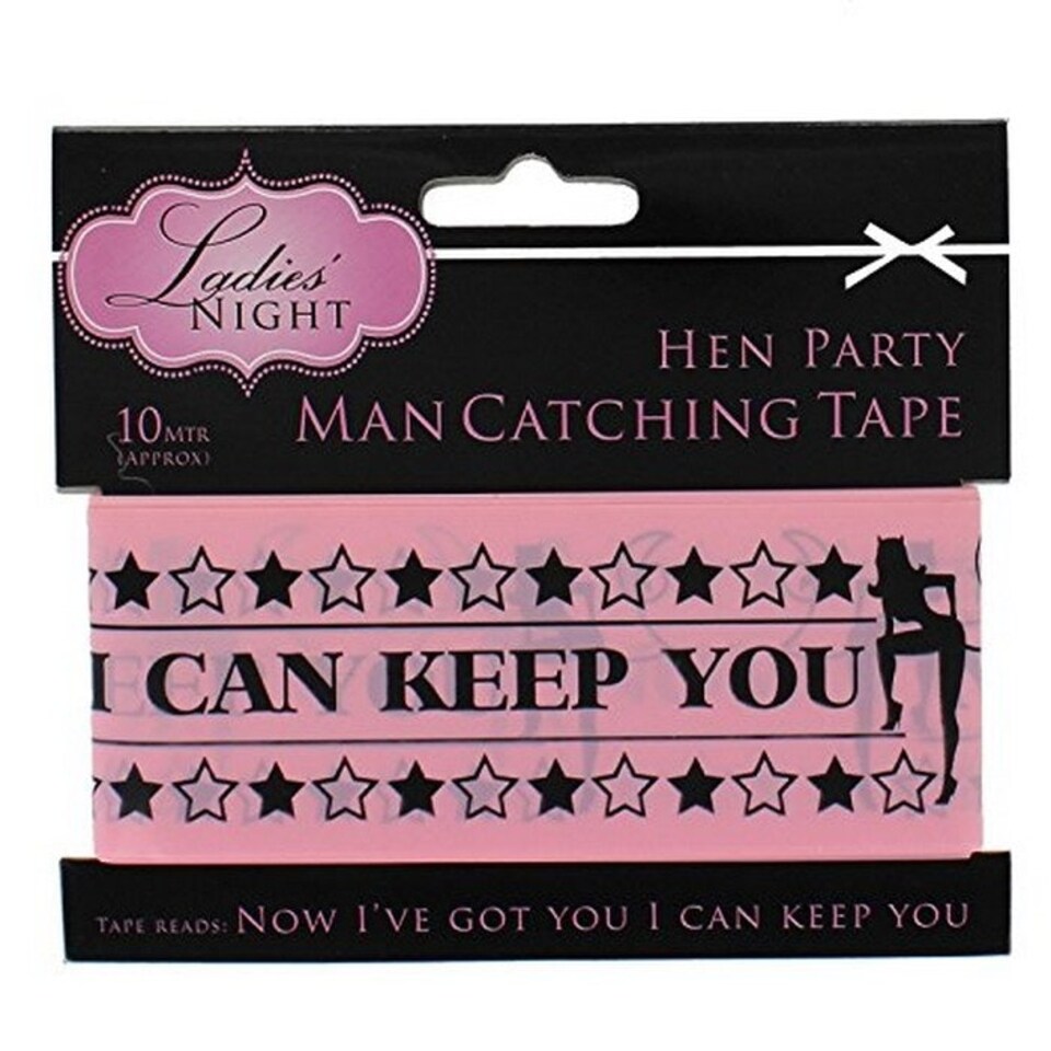 Eurowrap Man Catching Hen Night Tape - Pink/Black - One Size