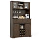 image 1 of COSTWAY 184cm Tall Kitchen Cupboard Buffet Storage Cabinet Brown