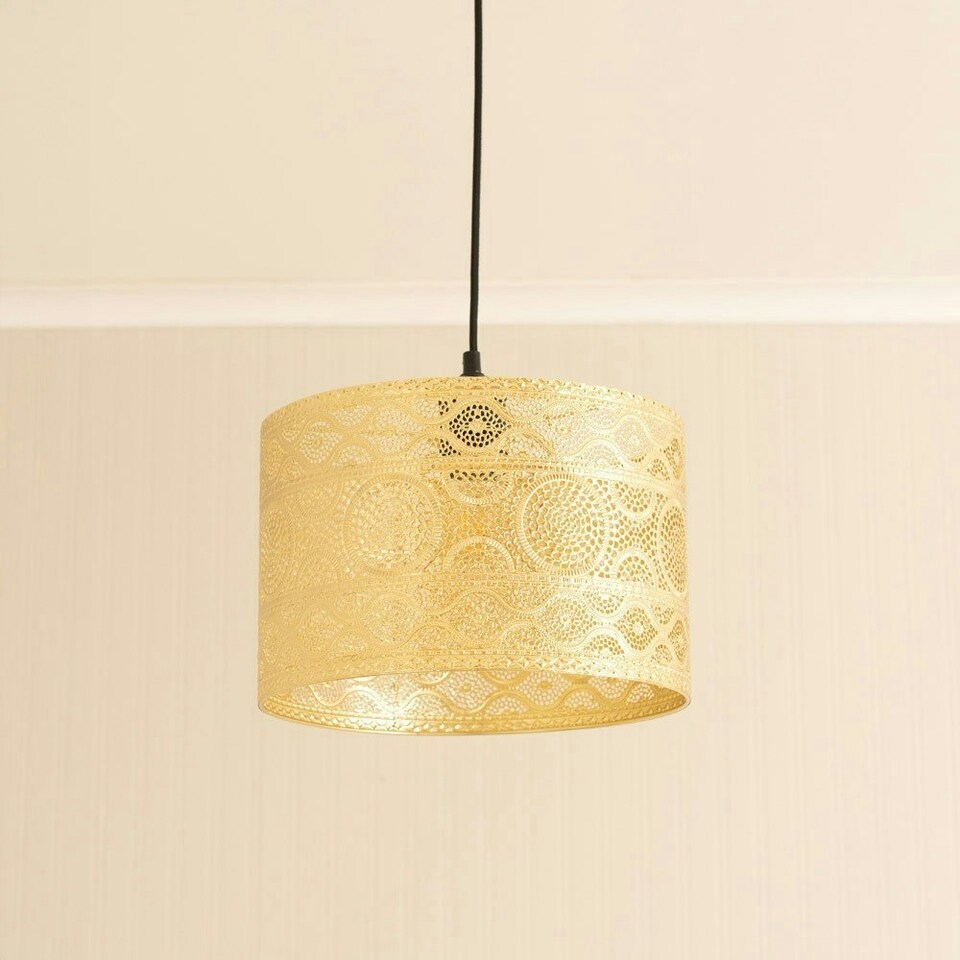 image 1 of ValueLights Casablanca Gold Easy Fit Metal Drum Lamp Shade