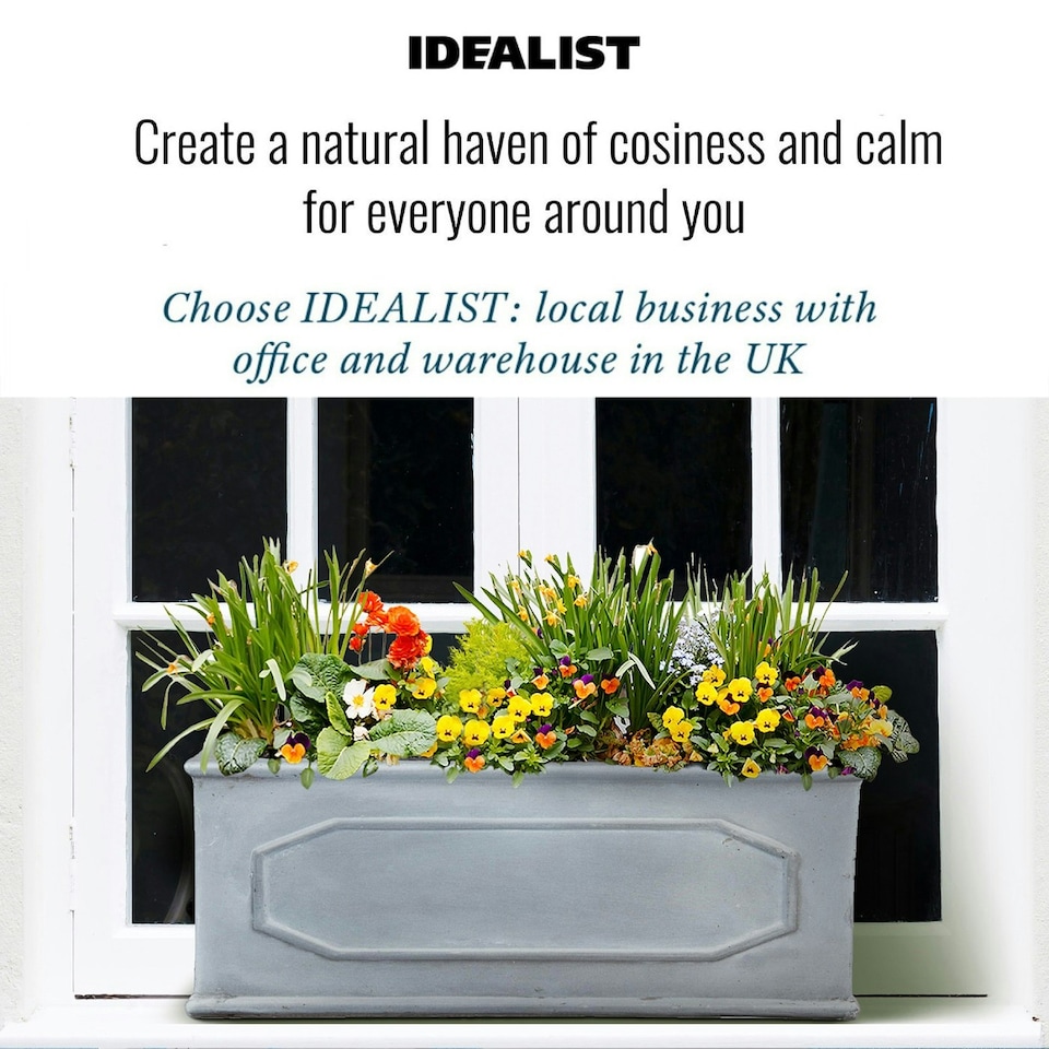 image 1 of Window Box Faux Lead Chelsea Trough Light Stone Garden Planter W22 H22 L60 cm, 29 ltrs Cap.