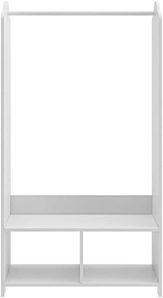 image 1 of Kids MDF Wooden Hanging Clothes Rail Wardrobe Storage Display Shelves & Mirror