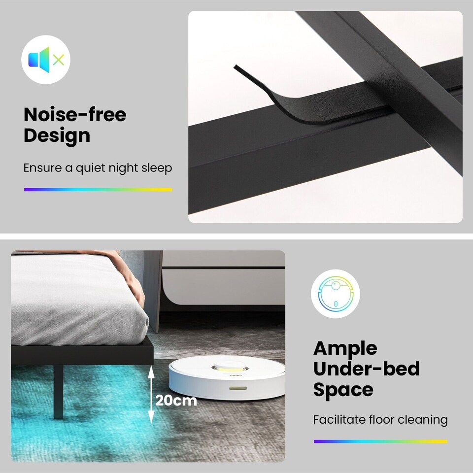 image 1 of COSTWAY King Size Floating Bed Frame with Charging Grey