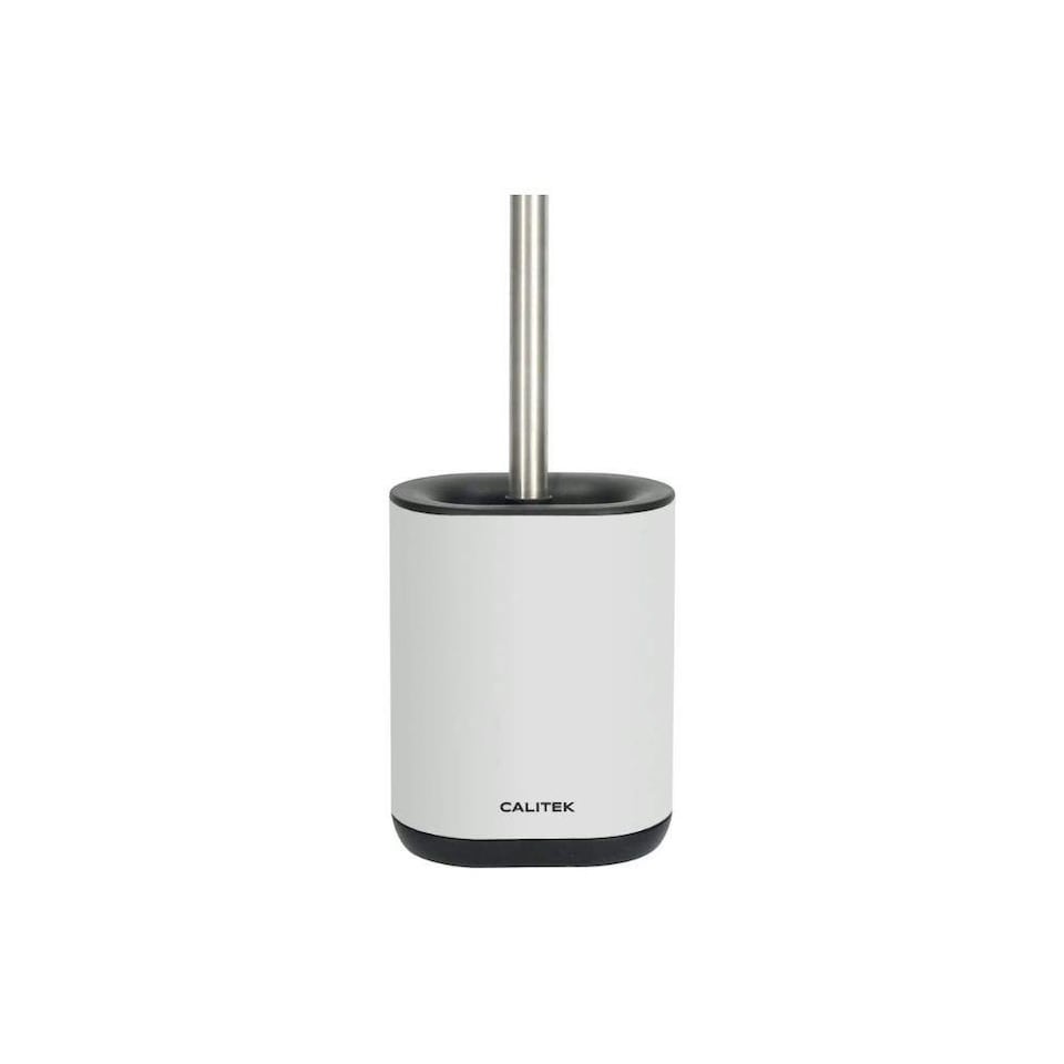 image 1 of CALITEK Toilet Brush Flexible Silicon Bristles and Brush Head With Handle White