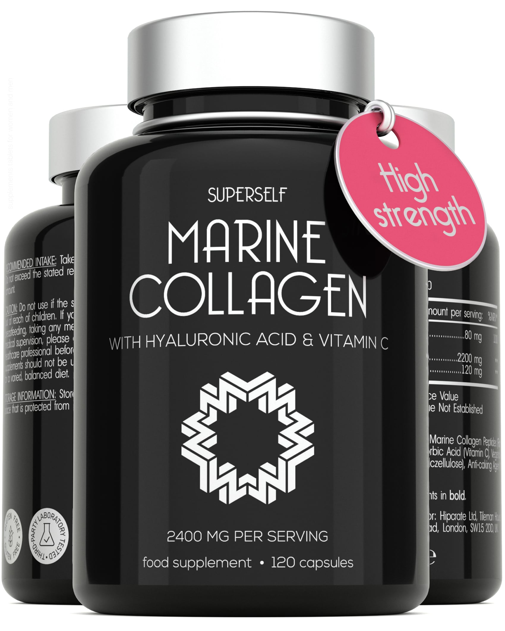 SuperSelf Marine Collagen with Hyaluronic Acid & Vitamin C 2200mg 120 Capsules