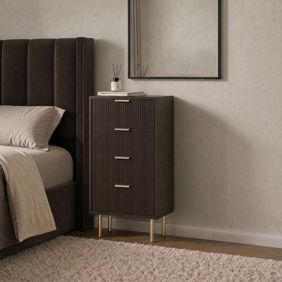 image 1 of OHS Ribbed 4-Drawer Unit Engineered Wood Cabinet Storage