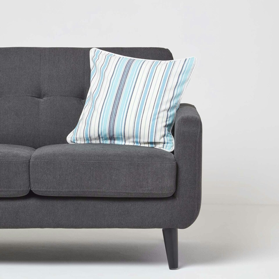 image 1 of Homescapes Cotton New England Stripe Cushion Cover - 45 x 45 cm | Blue | Blue | 45 x 45 cm