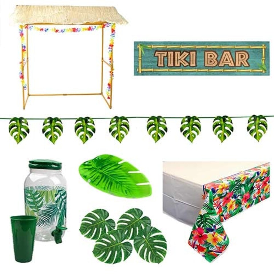 Tropical Leaves Tiki Bar Decoration Kit