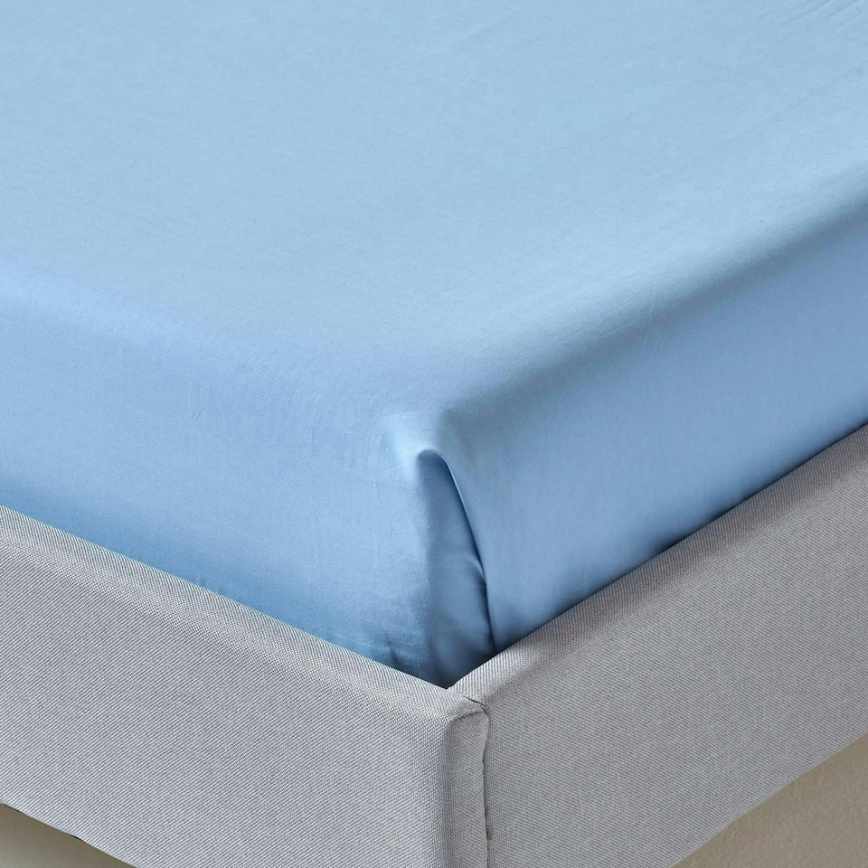 image 1 of Homescapes Blue Egyptian Cotton Flat Sheet 200 TC, King | Blue | King