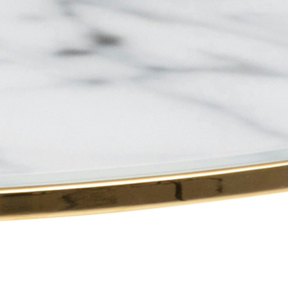 image 1 of Bolton -A1 Round Coffee Table with White Marble Effect Glass Top & Gold Base