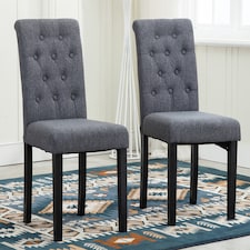 Set of 2 Tufted Button Back Fabric Dining Chairs Grey by MCC Direct