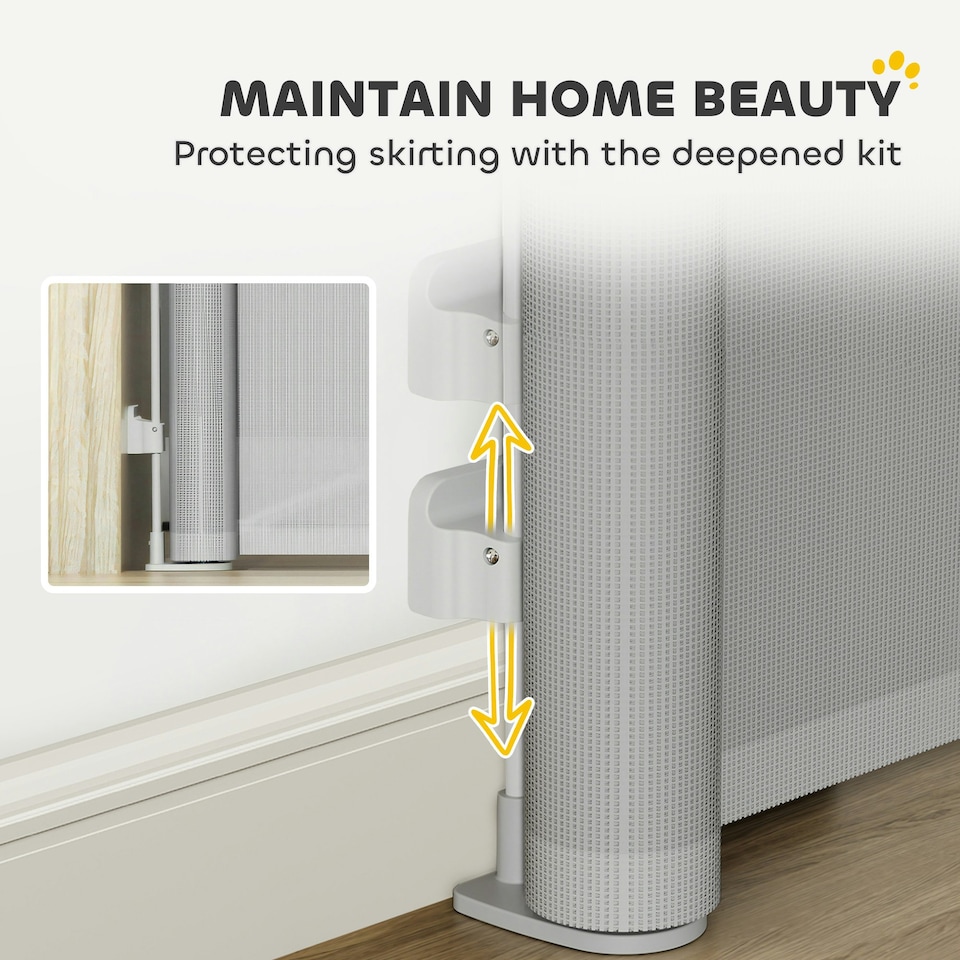 image 1 of PawHut Retractable Stair Gate, Dog Gate Extends Up to 140 cm Wide, Grey
