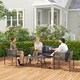 image 9 of Outsunny 4 Piece Rattan Garden Furniture Set, 4 Seater Wicker Outdoor Furniture Set with 2 Armchairs, Loveseat, Glass Top Coffee Table and Cushions for Balcony, Porch, Grey