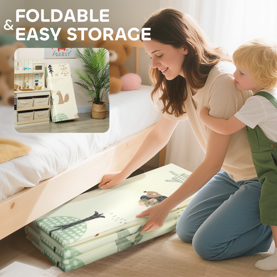 image 1 of AIYAPLAY Baby Play Mat, Foldable Activity Playmat, Animal Theme