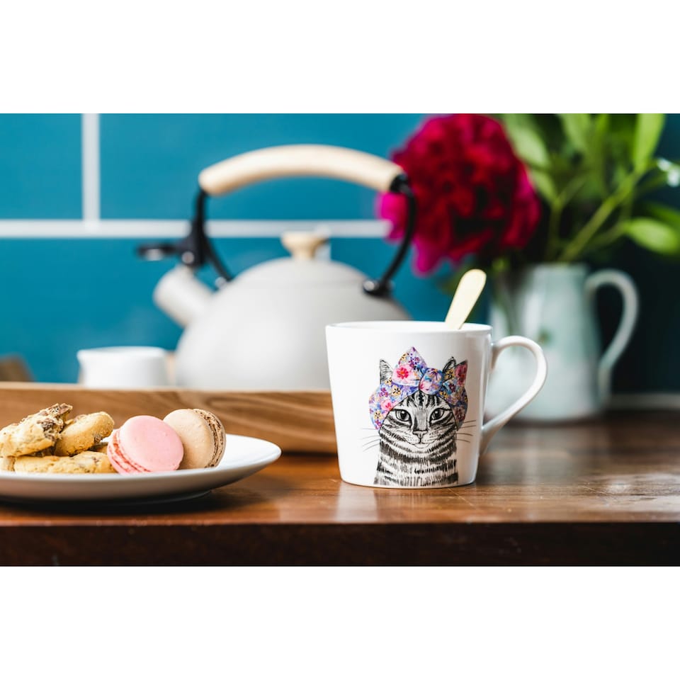 image 1 of Mikasa x Tipperleyhill Cat Print Porcelain Mug, 380ml Multi
