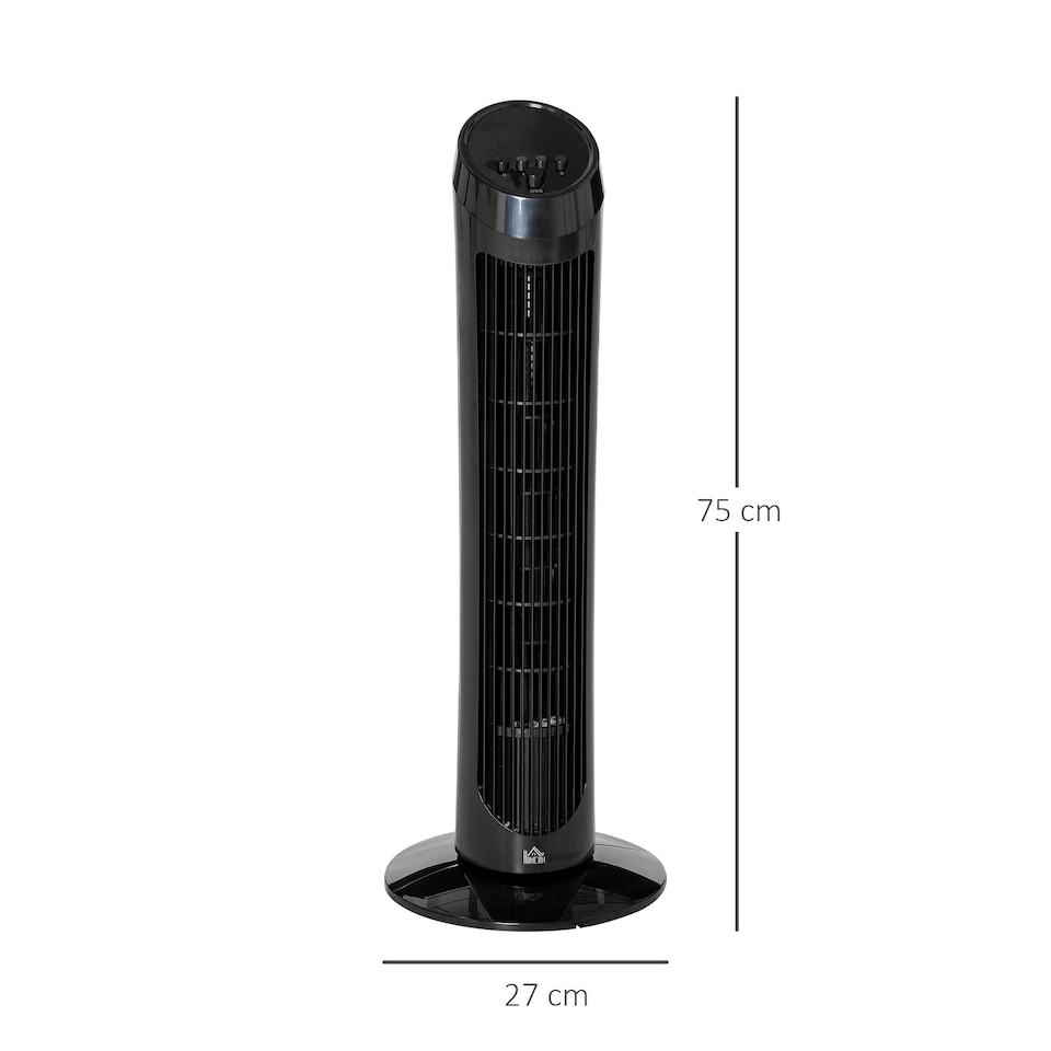 image 1 of HOMCOM Tower Fan for Bedroom Cooling, 30 Inch Electric 70 Oscillating Fan with 3 Speed Settings, Standing Floor Fan for Home Office Indoor, Black