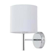 Brea - Chrome Wall Light with White Pleated Shade | Chrome | White | 1