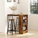 image 2 of HOMCOM 3 Piece Bar Table Set, Bar Height Table with 2 Stools, Storage Shelf