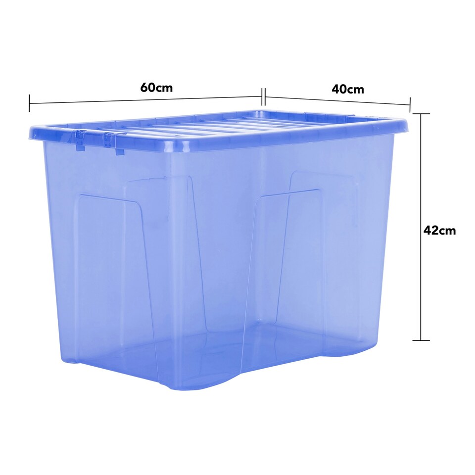 image 1 of Wham Crystal 4 x 80L Stackable Plastic Storage Boxes with Lids