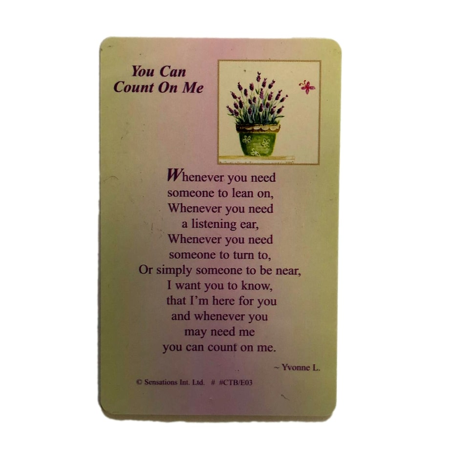 image 1 of You Can Count On Me Sentimental Keepsake Wallet / Purse Card Encouragement