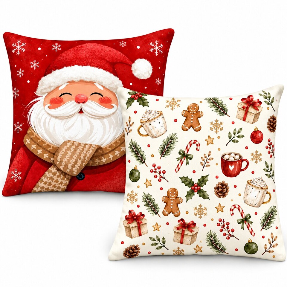 image 1 of Covers&All Christmas Decorative Square Throw Pillow Set of 2 with Inserts & Covers Accent Pillows for Sofa, Couch & Home Décor, Square 16 in x 16 in