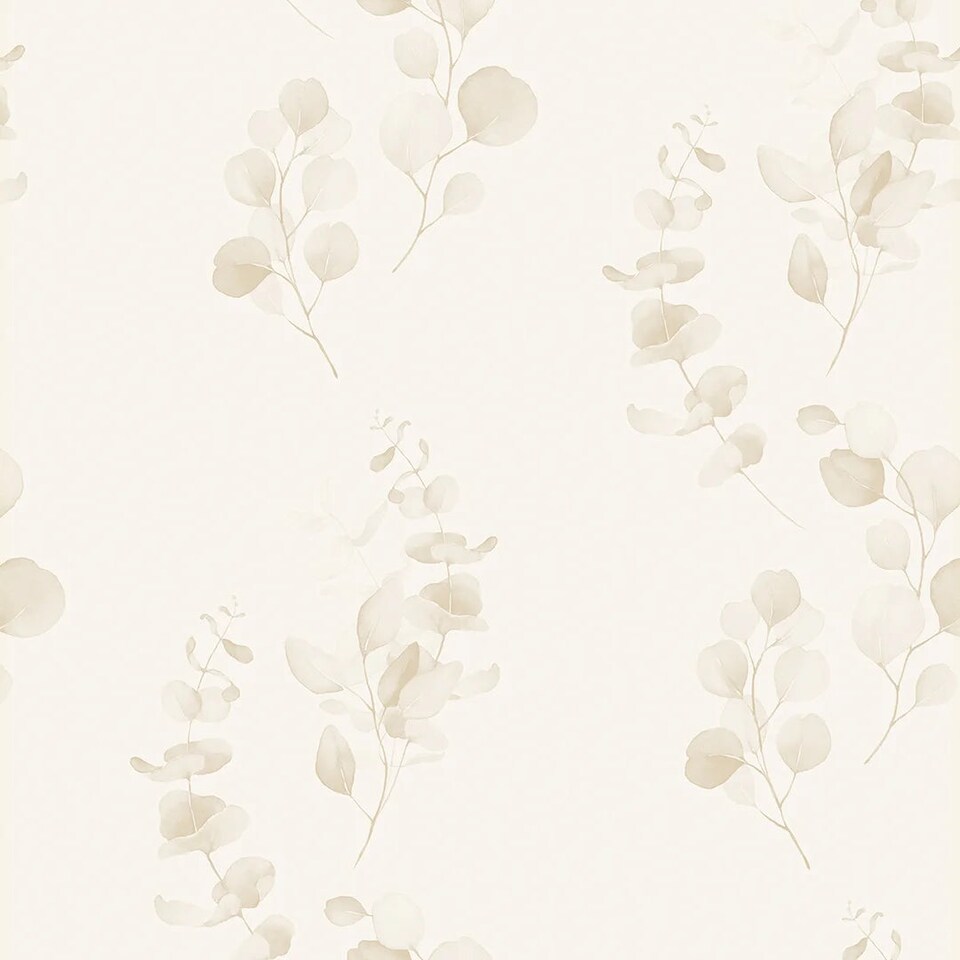 Sample of Trailing Eucalyptus Wallpaper in Warm Neutrals | Cream | Warm Neutrals
