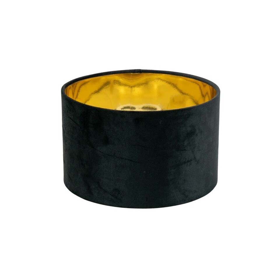 image 1 of ValueLights Reni Small Black Velvet Gold Inner Lamp Shade Black
