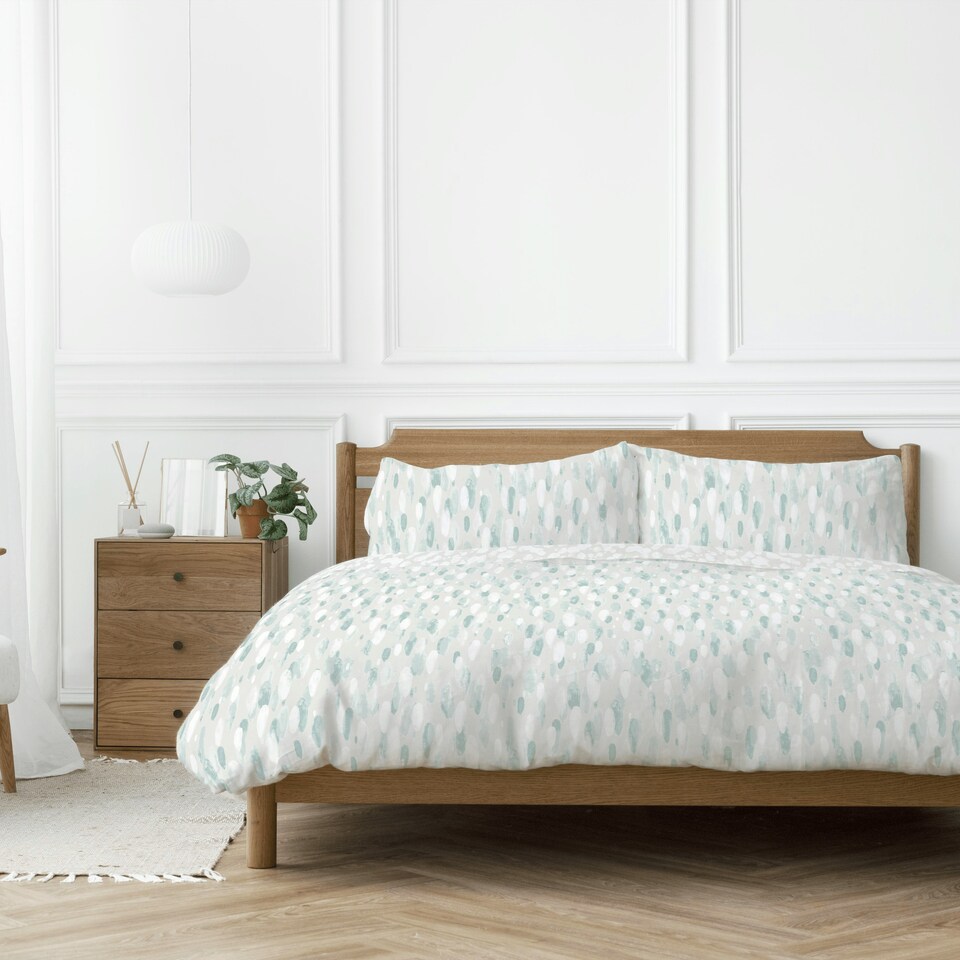 image 1 of Copenhagen Home Rayne Blue Reversible Duvet Cover and Pillowcase Set - Double