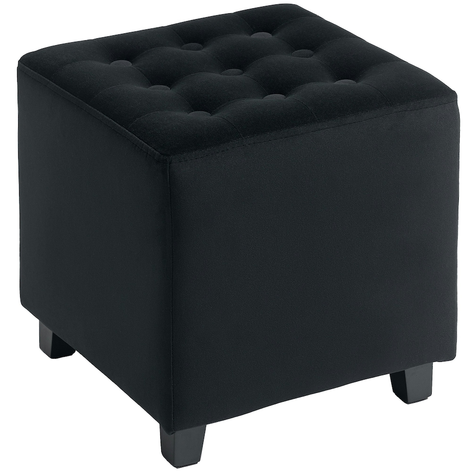 image 1 of HOMCOM Square Footstool Small Ottoman with Wood Legs for Bedroom | Blue | One size | 1
