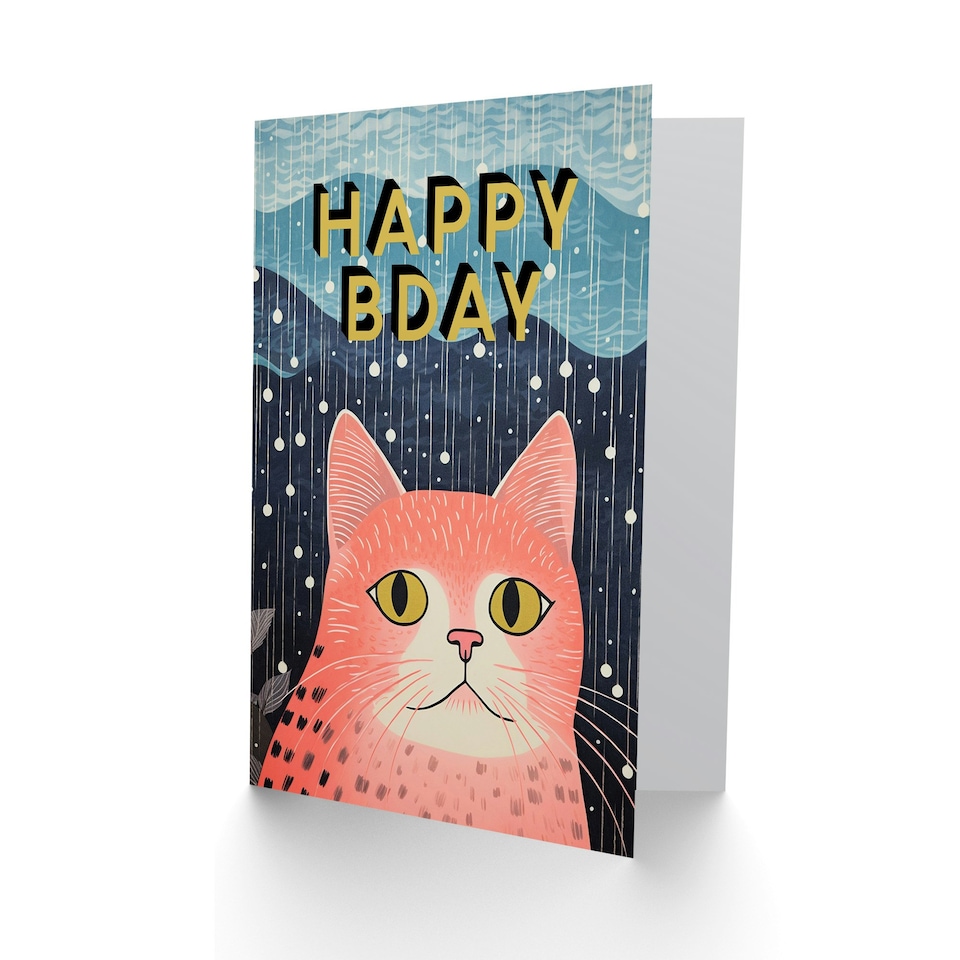 image 1 of Pink Fun Cat Lover Illustration Moggie Her Birthday Card