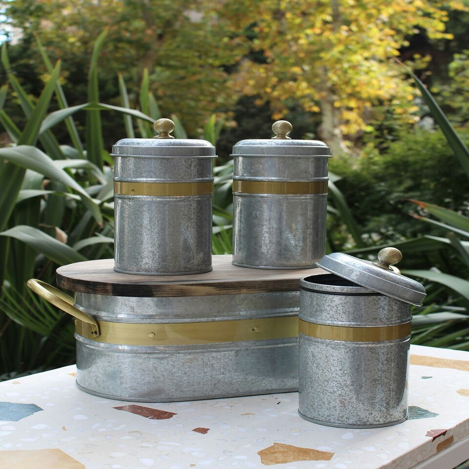 image 1 of Galvin Collection Coffee, Tea, And Sugar Canister Set - 22 cm (H) x 11 cm (Dia)