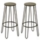image 4 of Interiors by Premier Set of 3 Black Frame Bar Table Stool Set , Hairpin Stool for Kitchen Counter, Elm Wood Metal Frame Stool